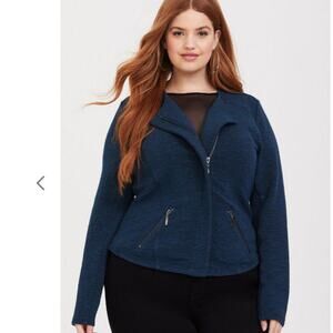 Torrid Studio Knit Turquoise Teal Moto Jacket Classic Night Out Career 1x